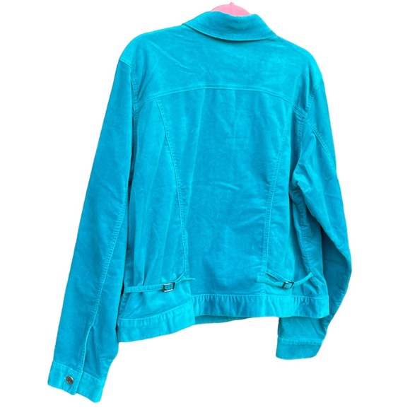 MOTTO turquoise velvet jacket, silver buttons, cuffs, collar, pockets. SzXL - Picture 2 of 15